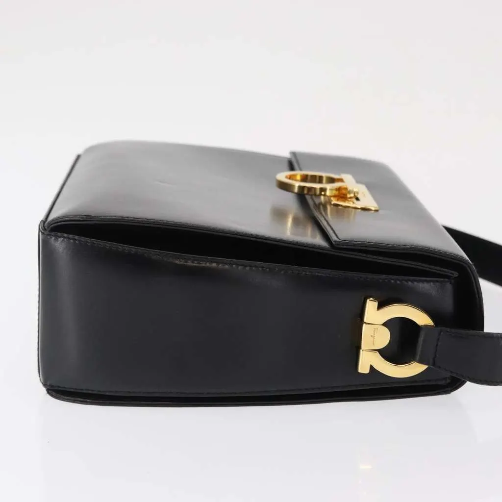 Salvatore Ferragamo Gancini Shoulder Bag Black Leather Good - Inside View