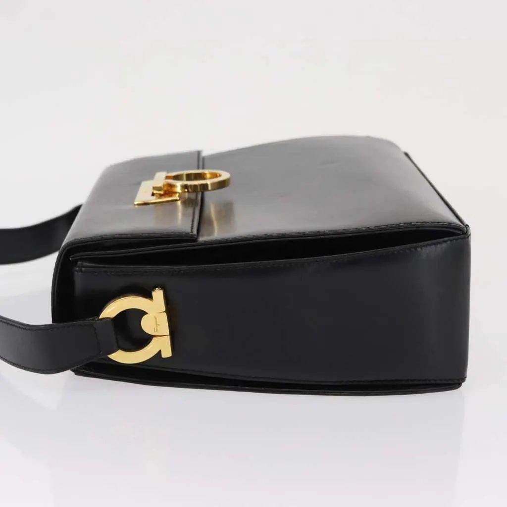 Salvatore Ferragamo Gancini Shoulder Bag Black Leather Good - Model View