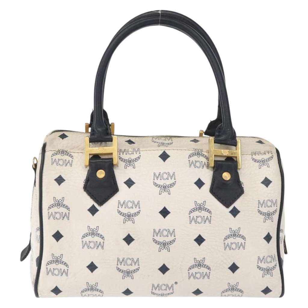 Mcm Visetos Handbag White Canvas Good condition - Back View