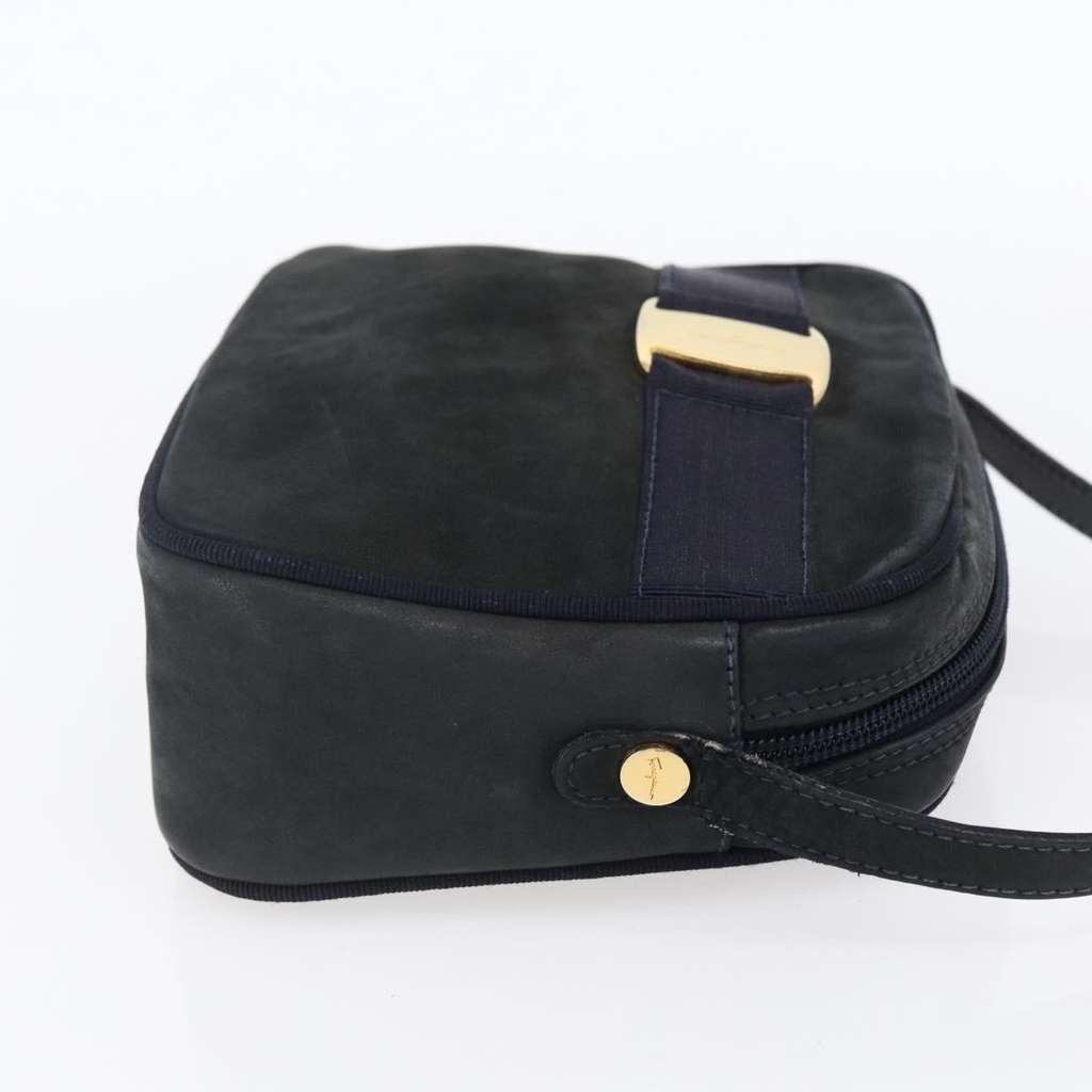 Salvatore Ferragamo Vala Shoulder Bag Navy Suede Good condition - Model View