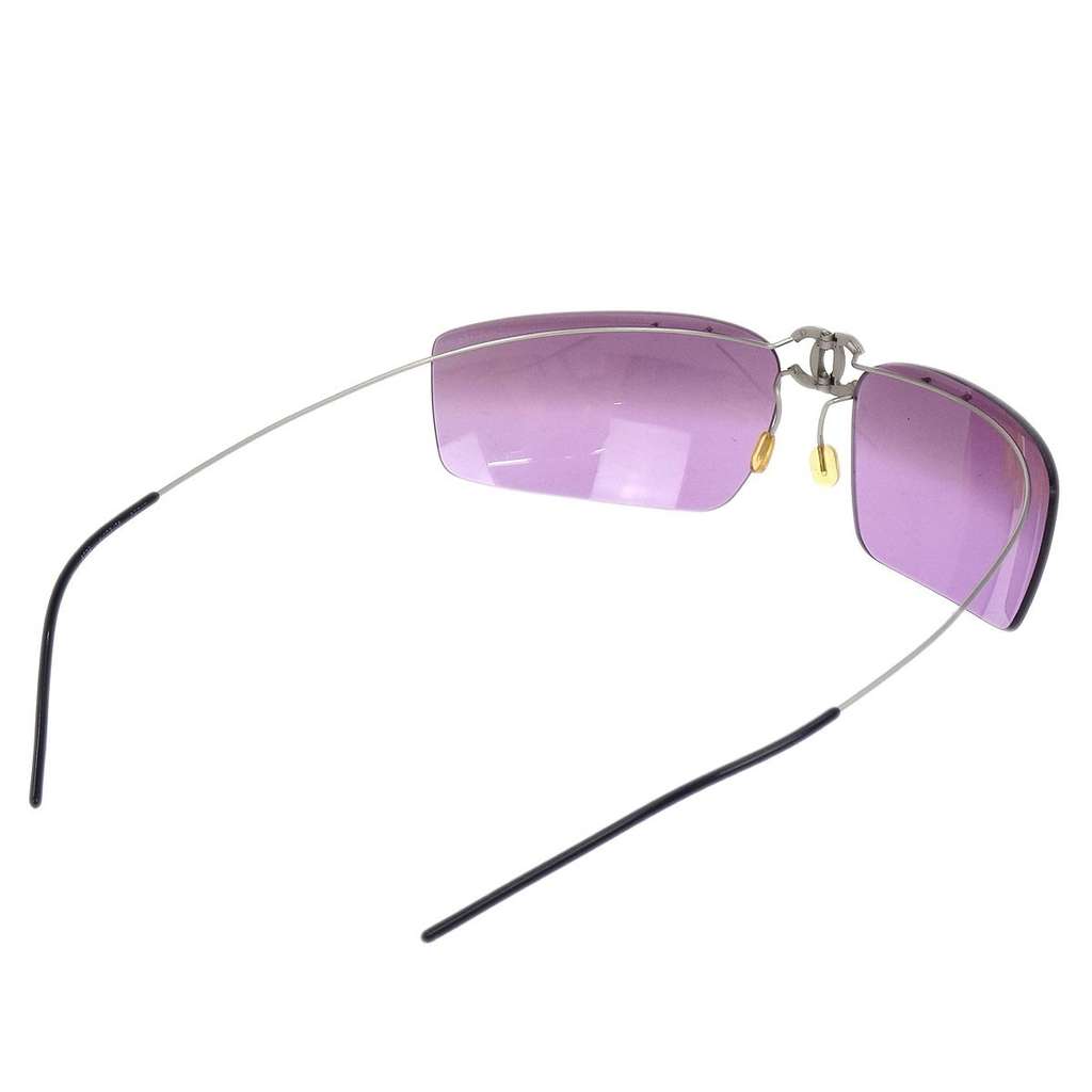 Chanel Logo CC Sunglasses Purple Metal Good condition - Back View