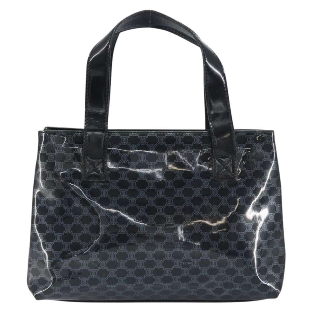 Celine Vintage Macadam Shopper Tote Black Plastic Good condition - Back View
