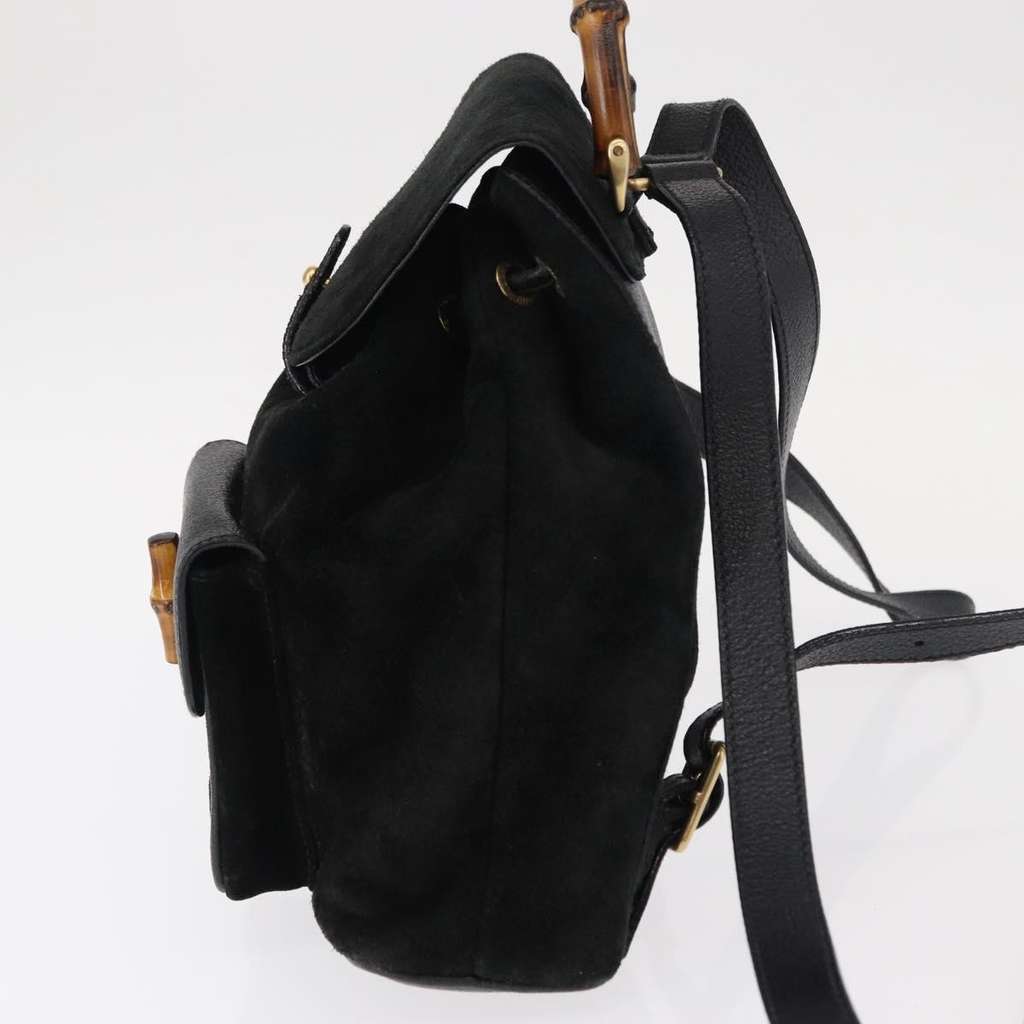 Gucci Vintage Bamboo Backpack Black Suede Good condition - Inside View
