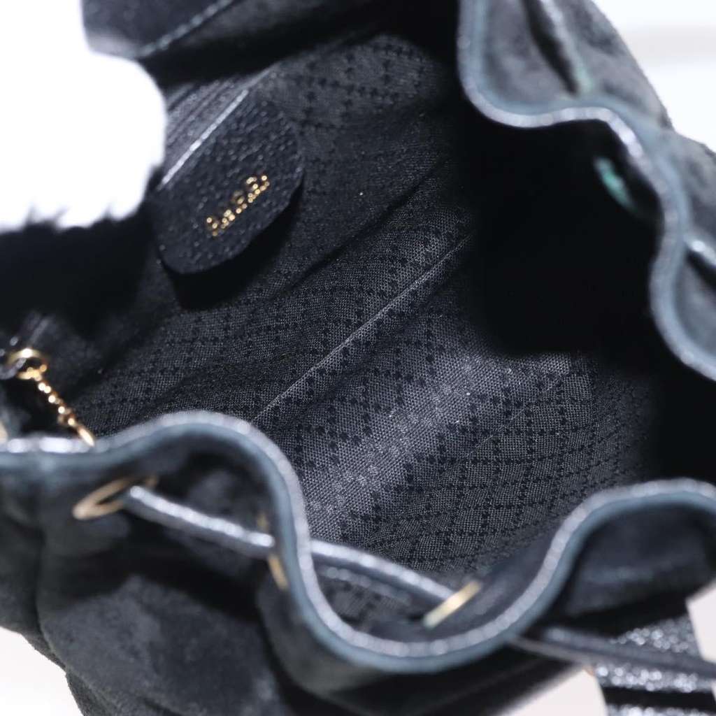 Gucci Vintage Bamboo Backpack Black Suede Good condition - Box View