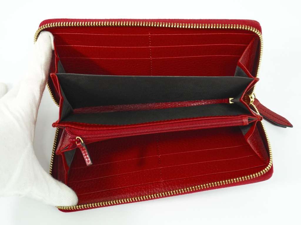 Gucci GG Marmont Zip Around Wallet Red Leather Good condition - Model View