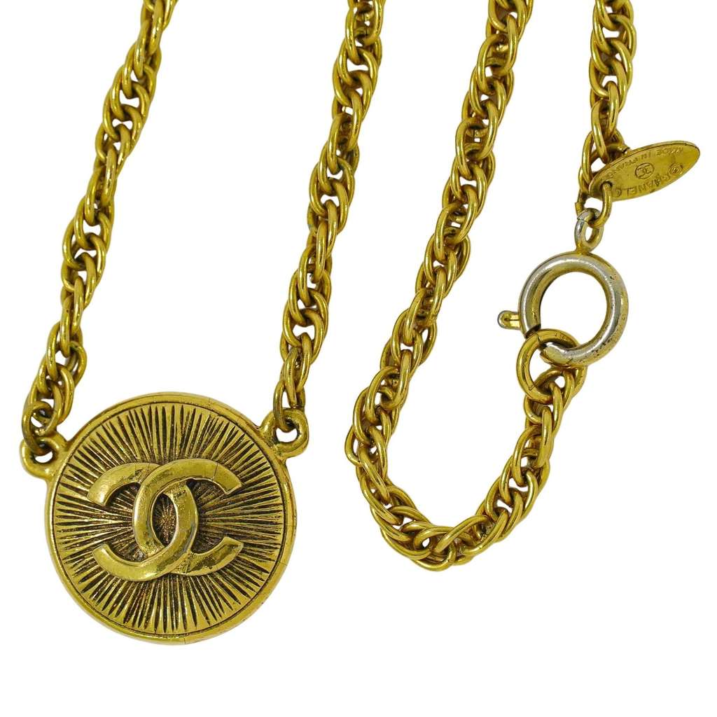 Chanel CC Pendant Necklace Gold Good condition - Back View