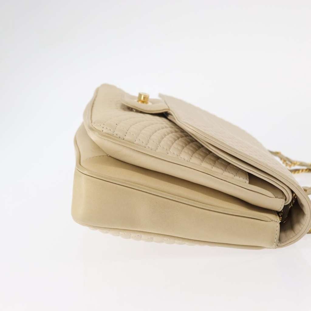 Bally Vintage Chain Shoulder Bag Ecru Leather Good condition - Inside View