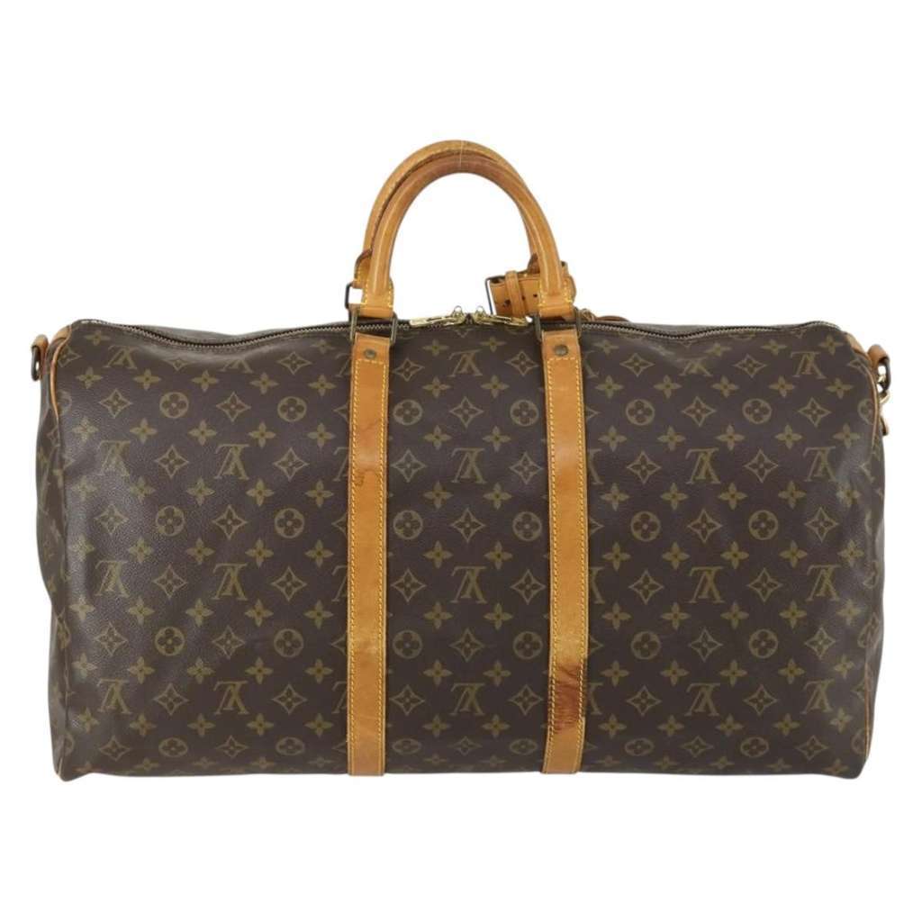Louis Vuitton Keepall Bandouliere Bag Brown Canvas Fair condition - Back View