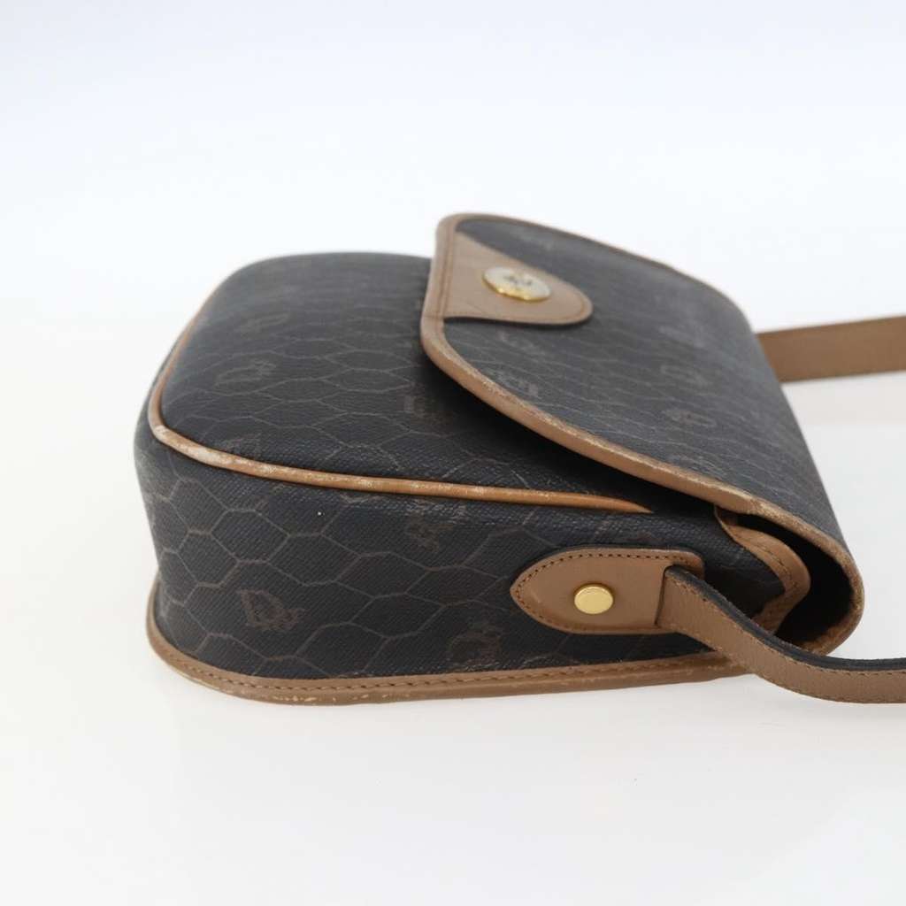 Christian Dior Vintage Honeycomb Flap Crossbody Bag Black Canvas Fair condition - Model View