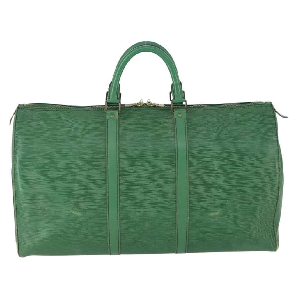Louis Vuitton Keepall Bag Green Leather Fair condition - Back View
