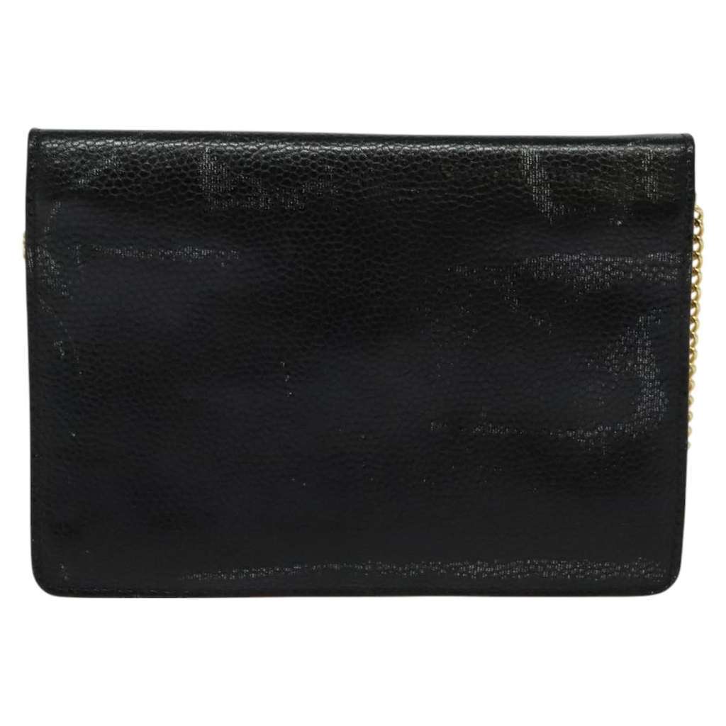 Christian Dior Vintage Chain Flap Shoulder Bag Black Leather Good condition - Back View