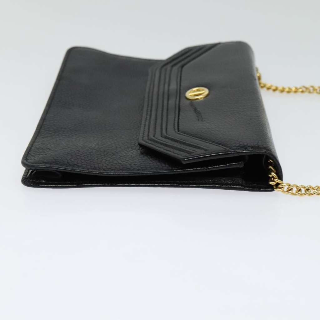 Christian Dior Vintage Chain Flap Shoulder Bag Black Leather Good condition - Model View