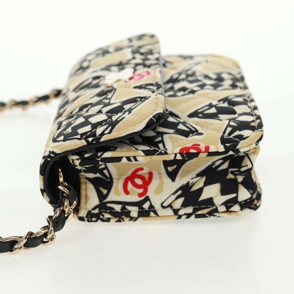 Chanel Flap Card Holder on Chain Beige Satin Very good condition - Inside View