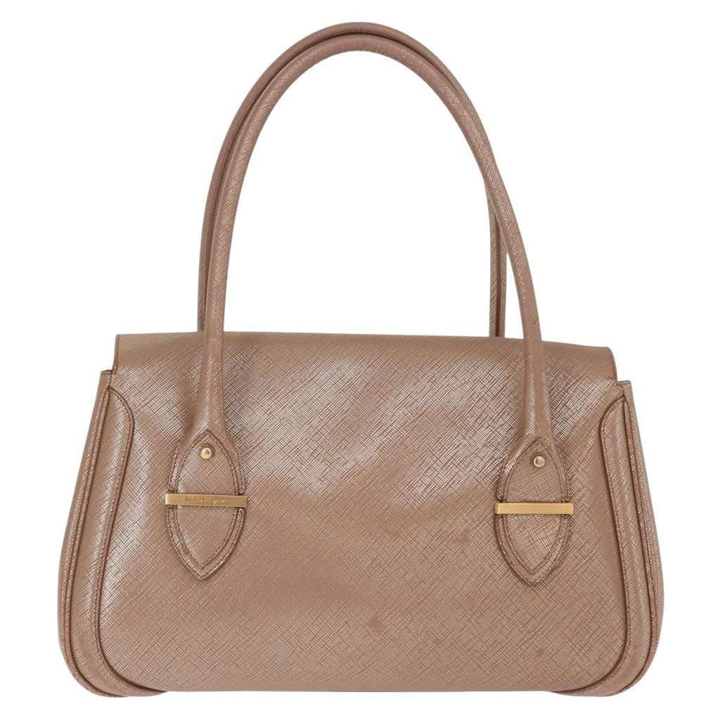 Salvatore Ferragamo Flap Satchel Gold Leather Good condition - Back View