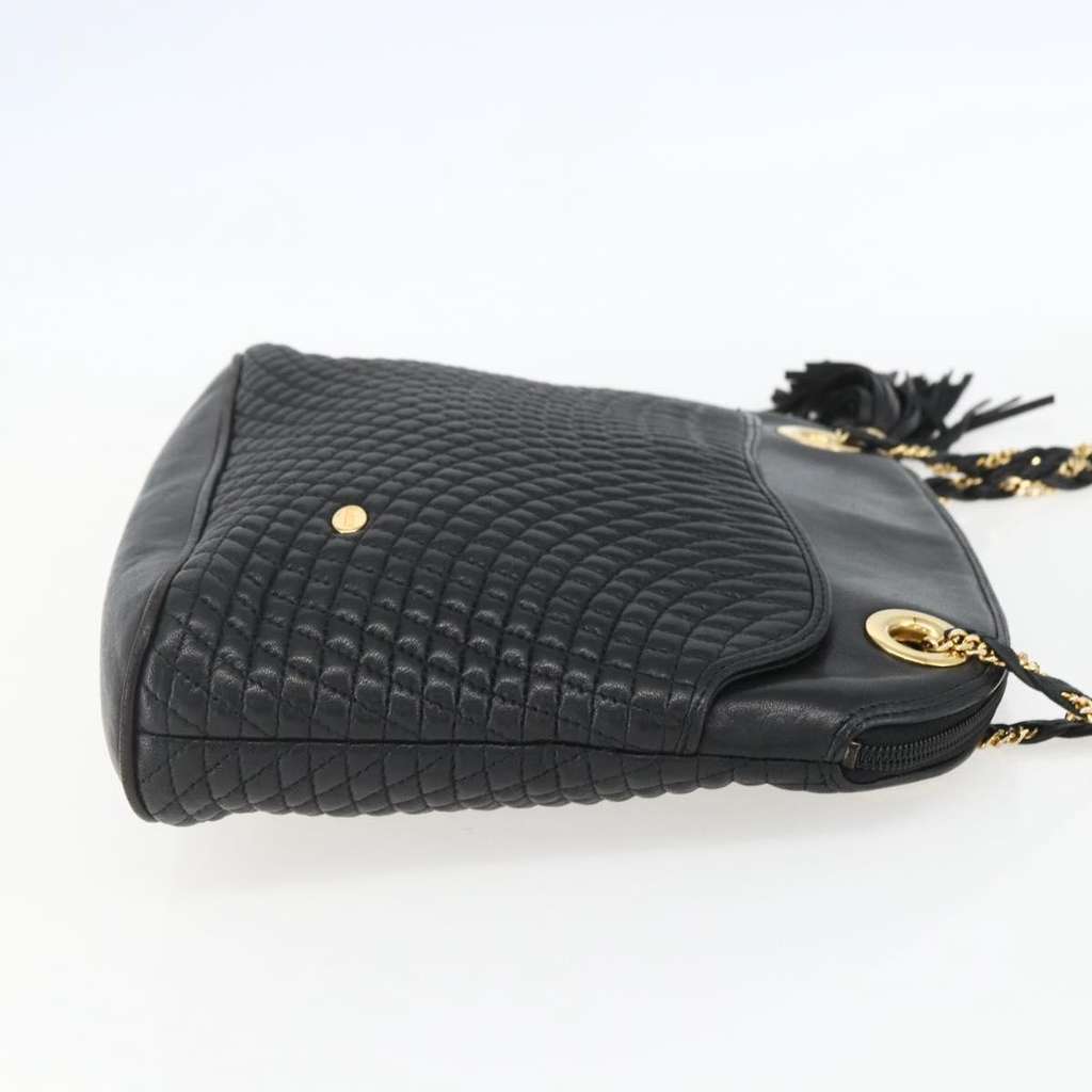 Bally Vintage Chain Shoulder Bag Black Leather Good condition - Model View