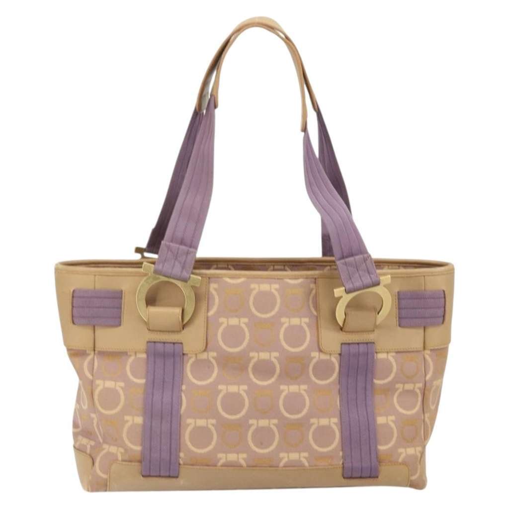 Salvatore Ferragamo Gancini Tote Purple Canvas Fair condition - Back View