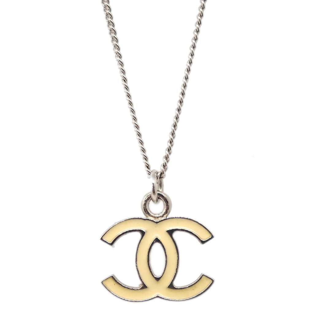 Chanel CC Logo Pendant Necklace Silver Good condition - Back View