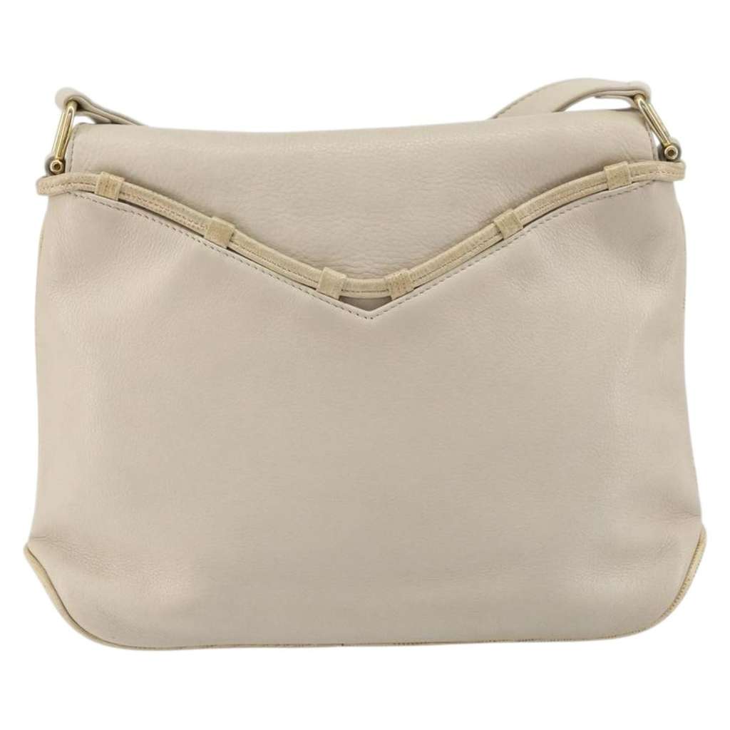 Celine Vintage Shoulder Bag Beige Leather Good condition - Back View
