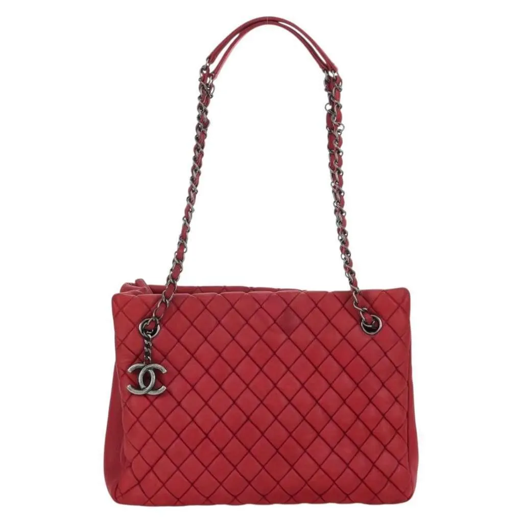 Chanel New Bubble Tote Red Leather Good - Front View