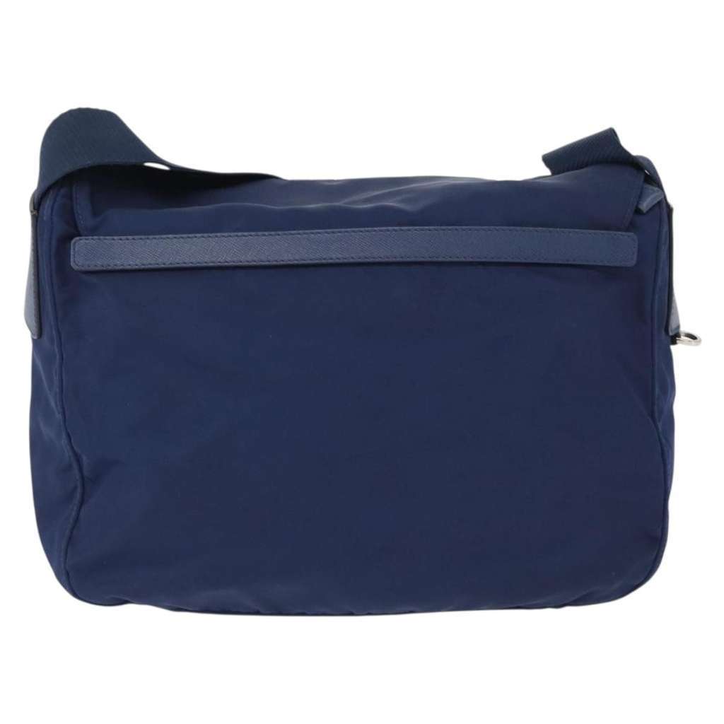 Prada Double Buckle Flap Messenger Bag Navy Good condition - Back View
