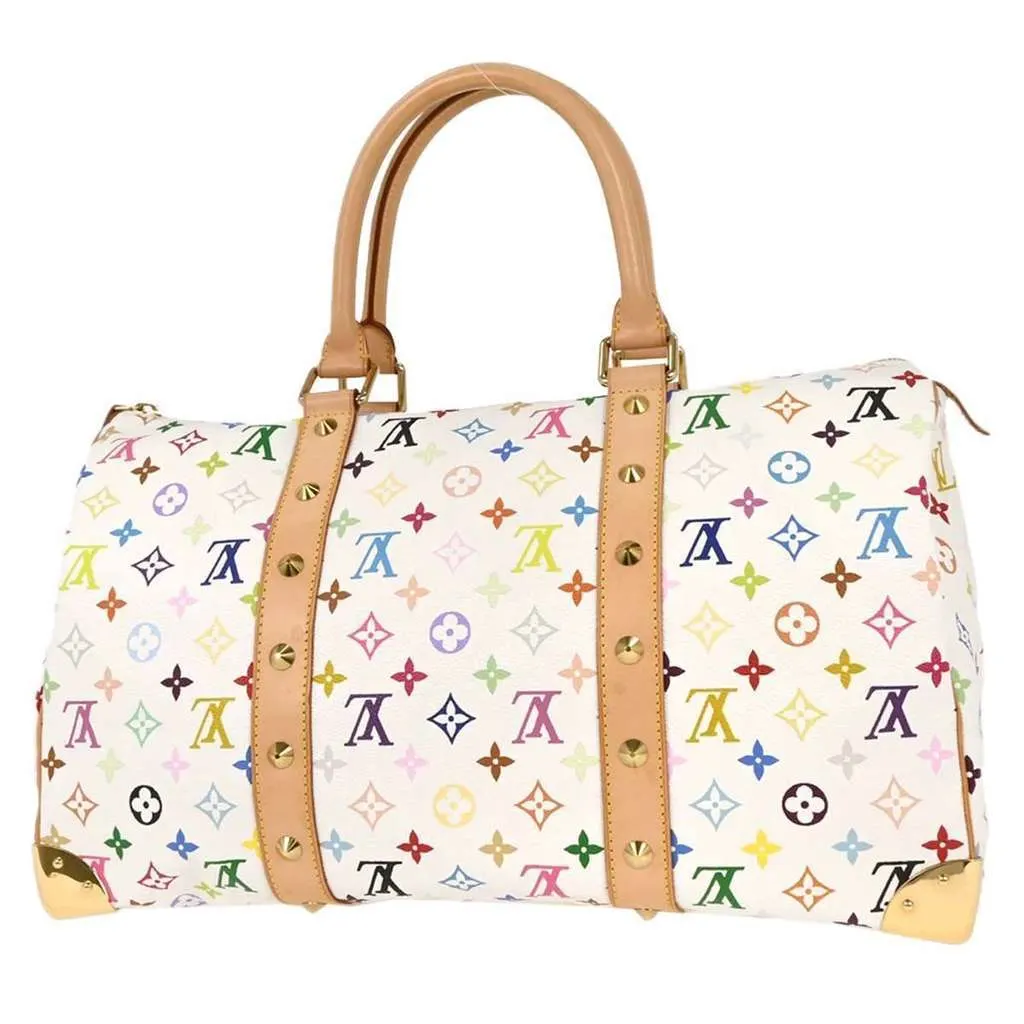 Louis Vuitton Keepall Bag White Canvas Good - Back View