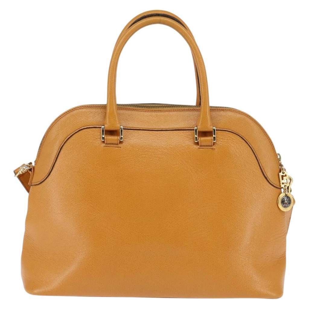 Versace Vintage Sun Zip Satchel Beige Leather Good condition - Back View