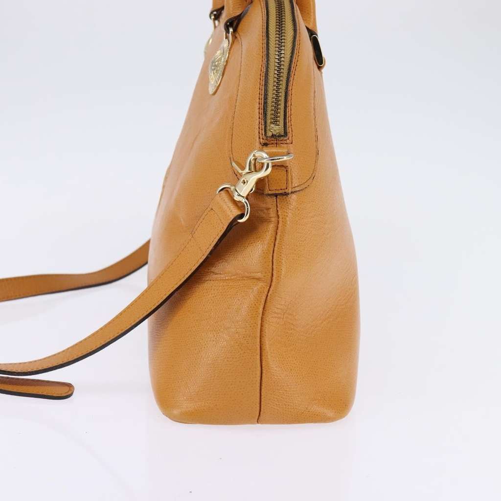 Versace Vintage Sun Zip Satchel Beige Leather Good condition - Model View