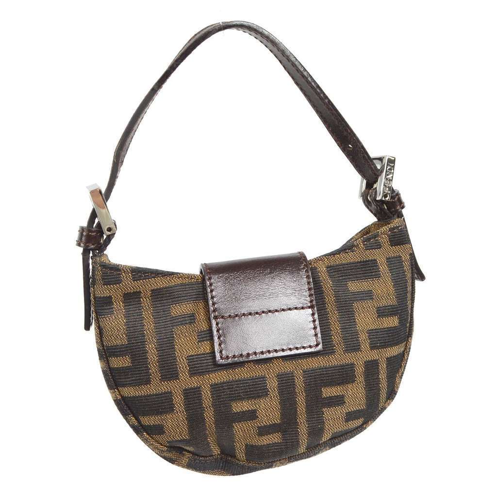 Fendi Vintage Croissant Bag Brown Canvas Good condition - Back View