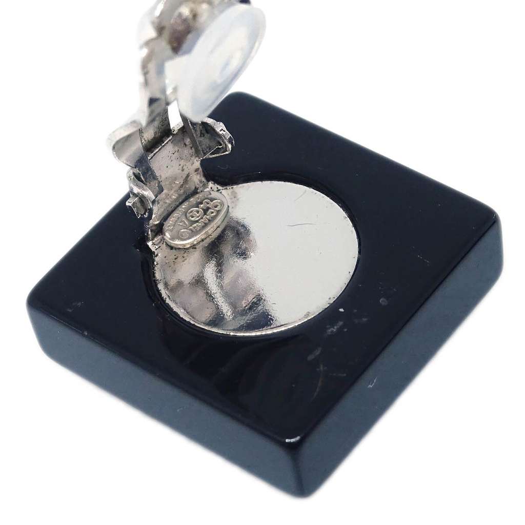 Chanel Vintage Square Clip-On Earrings Black Plastic Good condition - Inside View