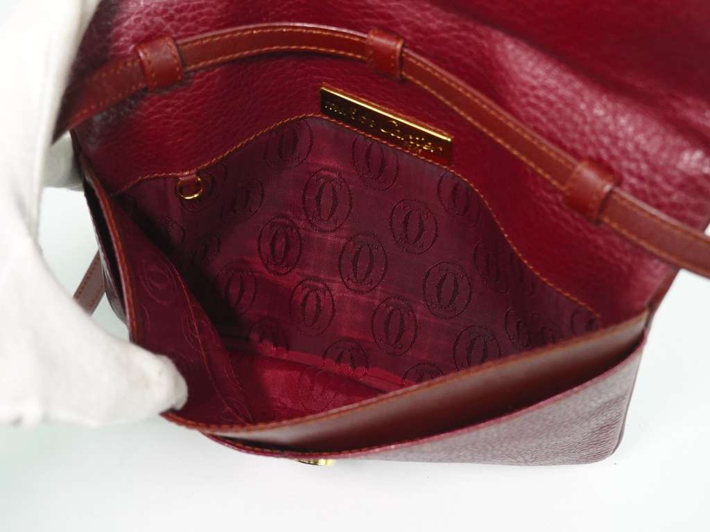 Cartier Must de Cartier Shoulder Bag Burgundy Leather Good condition - Inside View