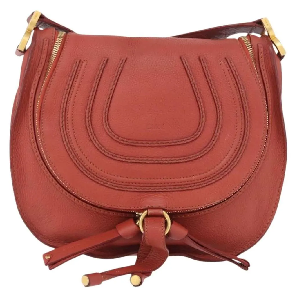 Chloe Marcie Zip Crossbody Bag Orange Leather Good - Front View