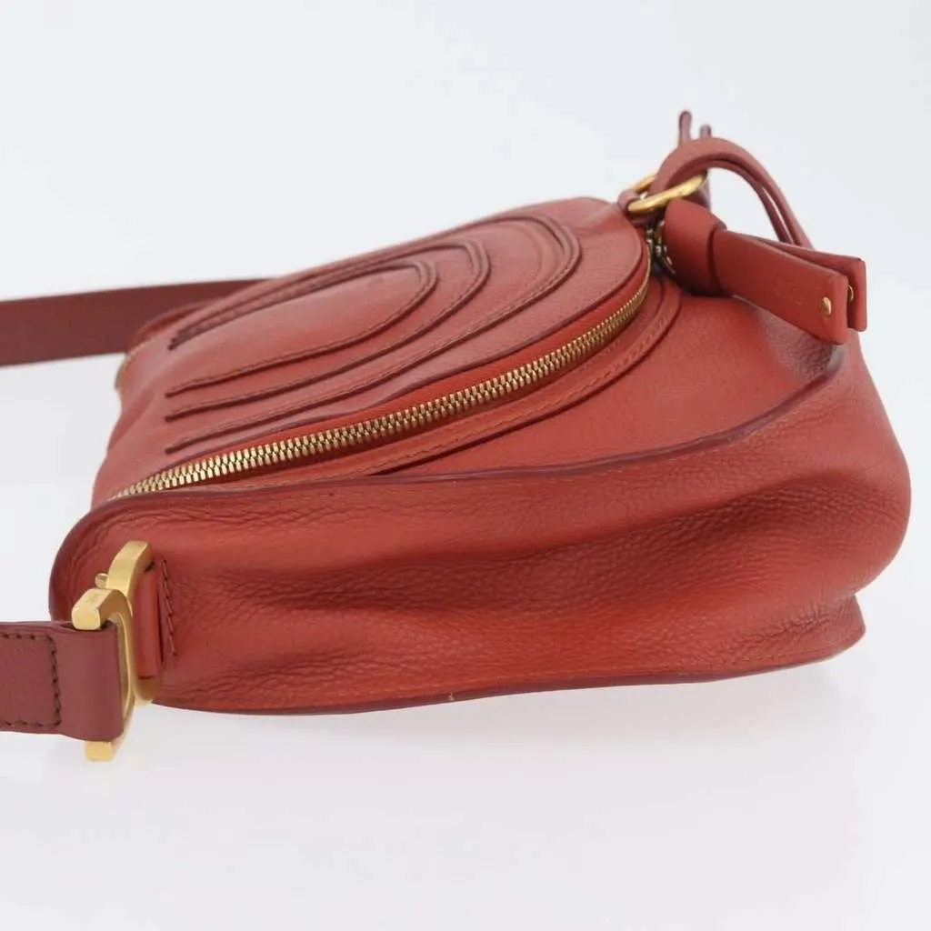 Chloe Marcie Zip Crossbody Bag Orange Leather Good - Model View