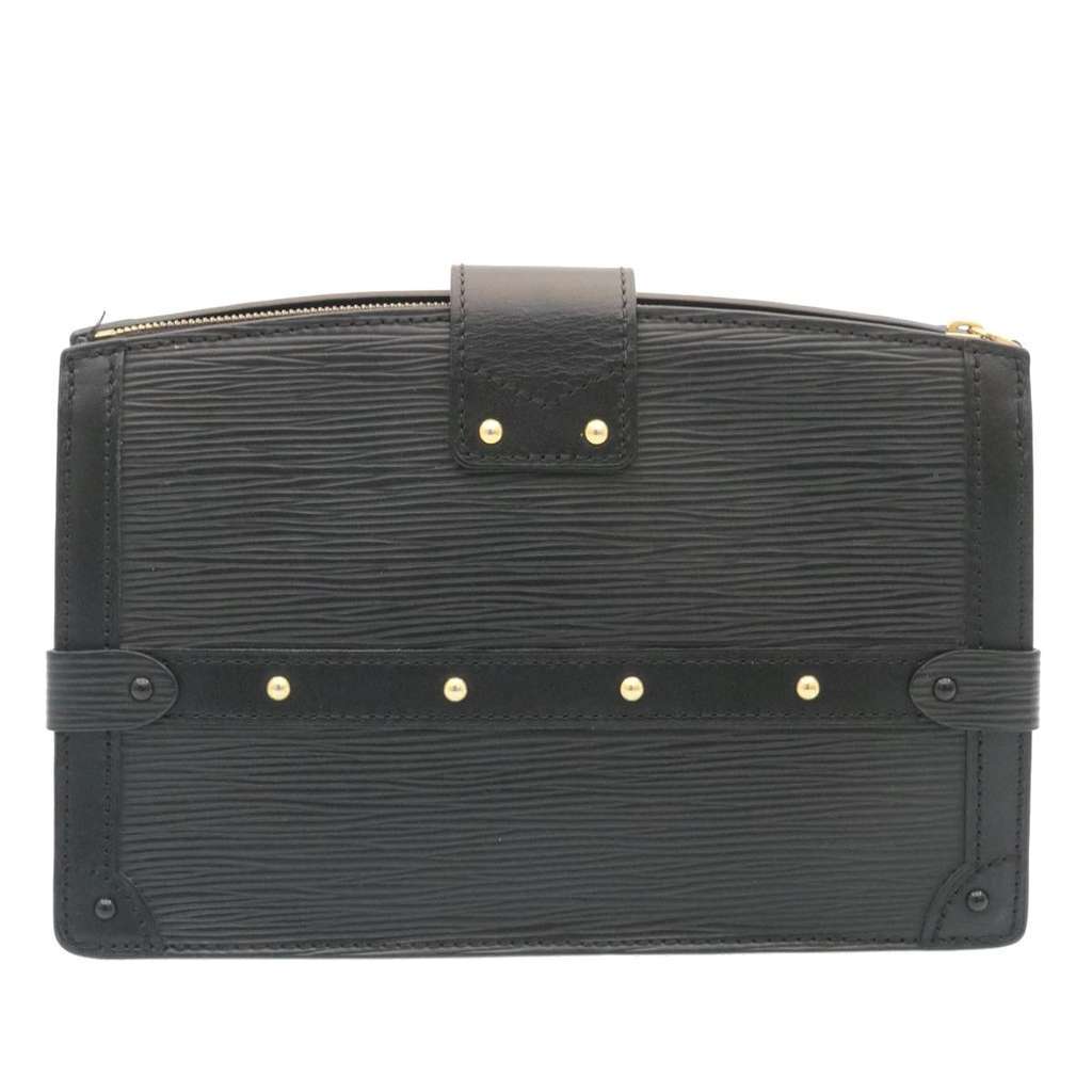 Louis Vuitton Trunk Clutch Black Leather Good condition - Back View