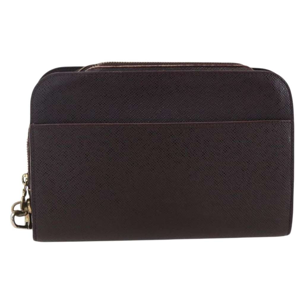 Louis Vuitton Pochette Baikal Clutch Burgundy Leather Fair condition - Back View