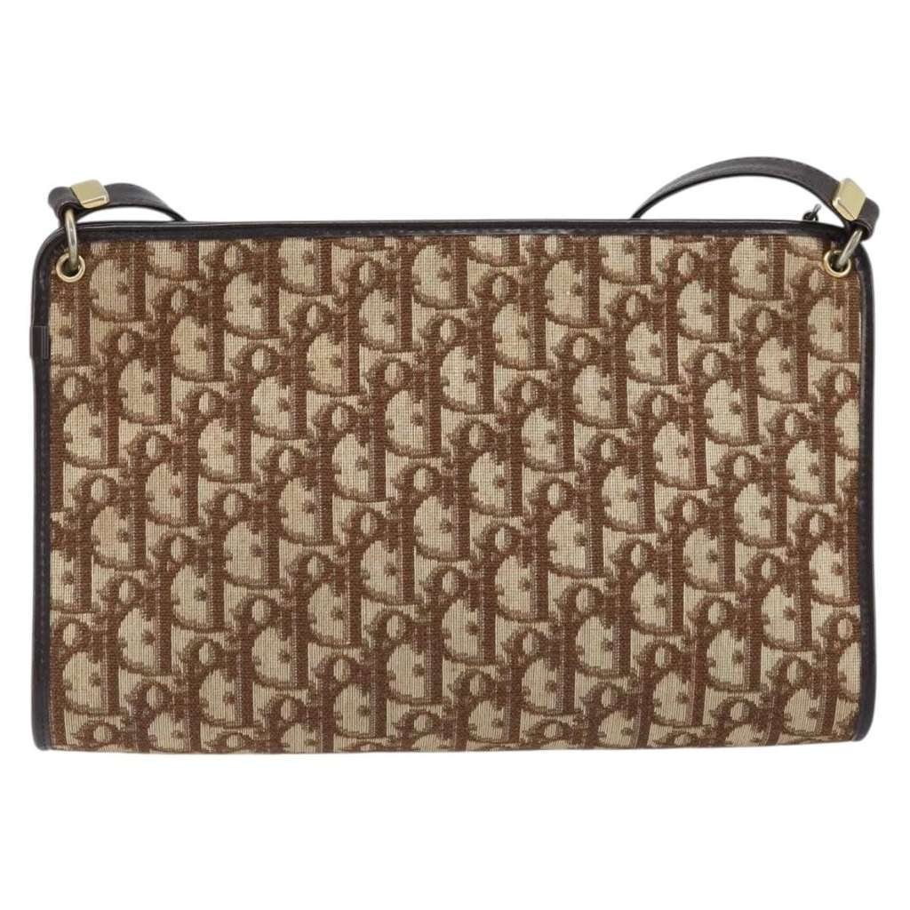 Christian Dior Vintage Trotter Shoulder Bag Beige Canvas Good condition - Back View