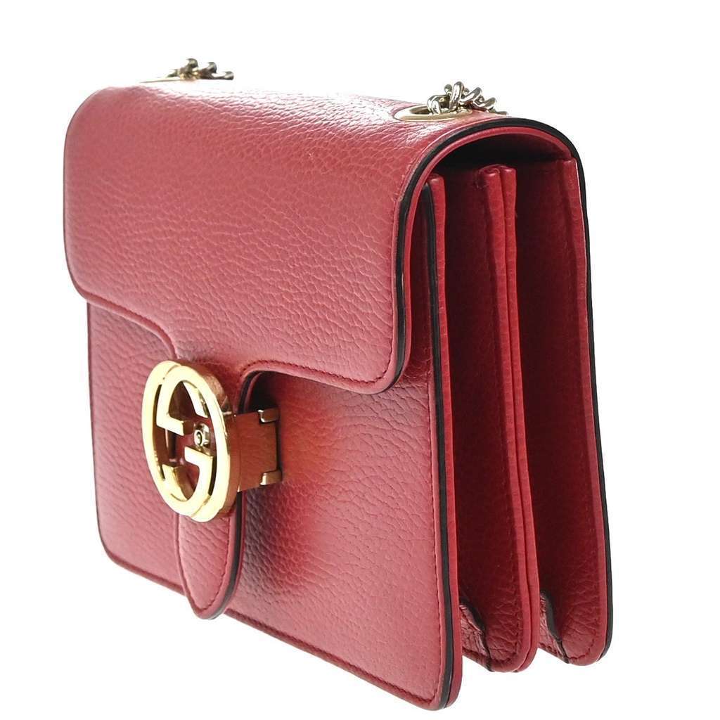 Gucci Interlocking Shoulder Bag Red Leather Good condition - Inside View