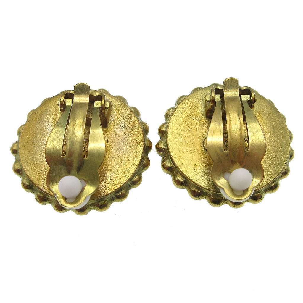 Chanel CC Round Earrings Black Good condition - Back View