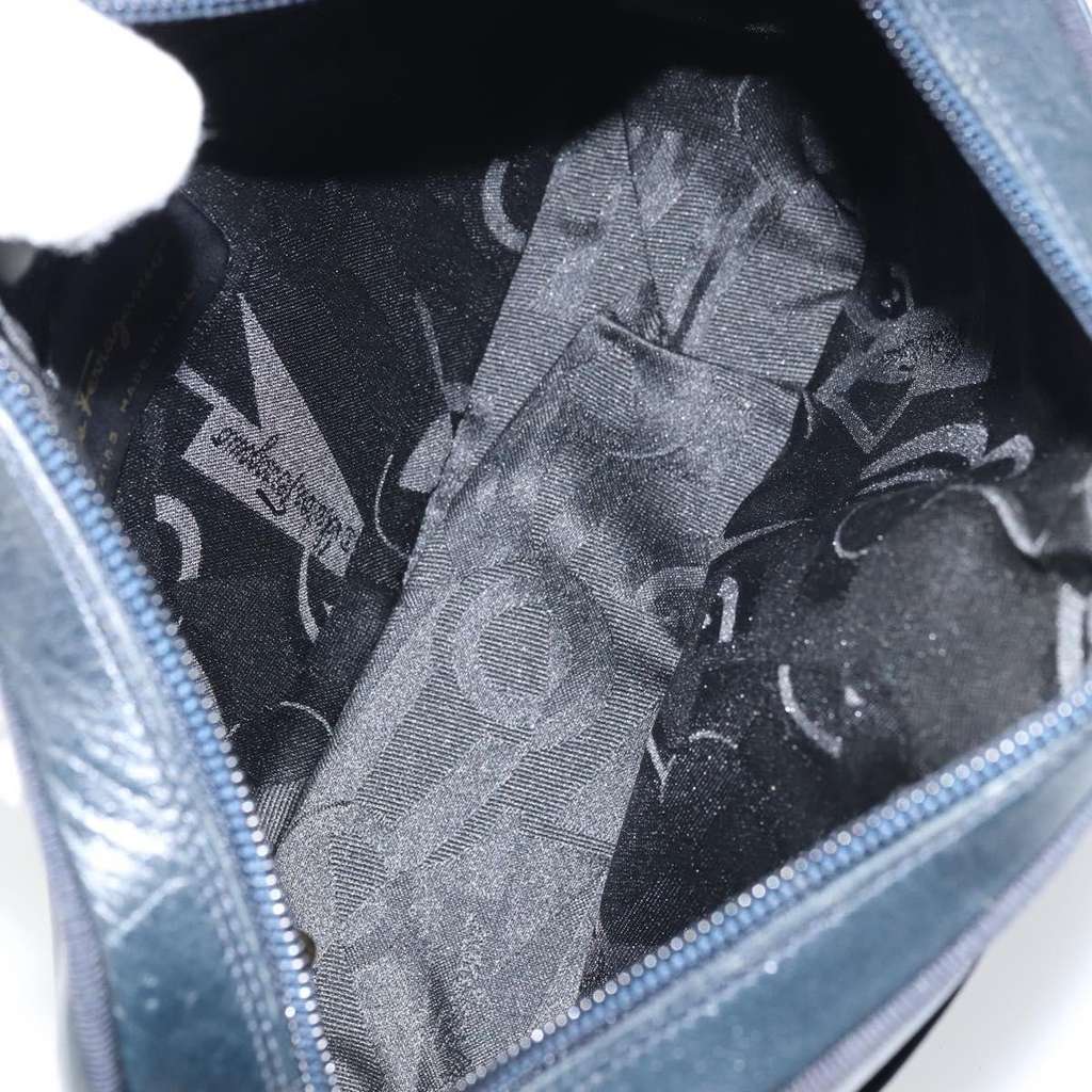 Salvatore Ferragamo Vala Shoulder Bag Navy Leather Good condition - Box View