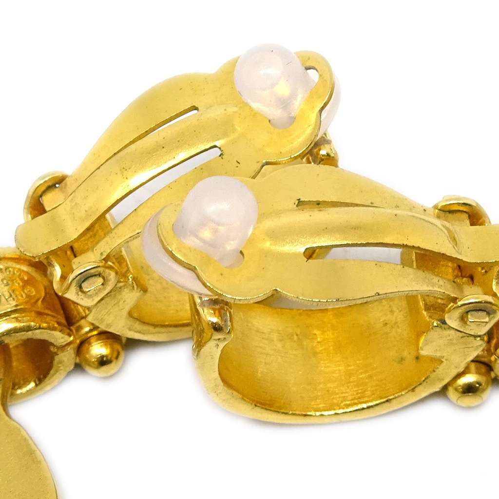 Chanel Vintage CC Heart Cut Out Drop Clip-On Earrings Gold Good condition - Inside View