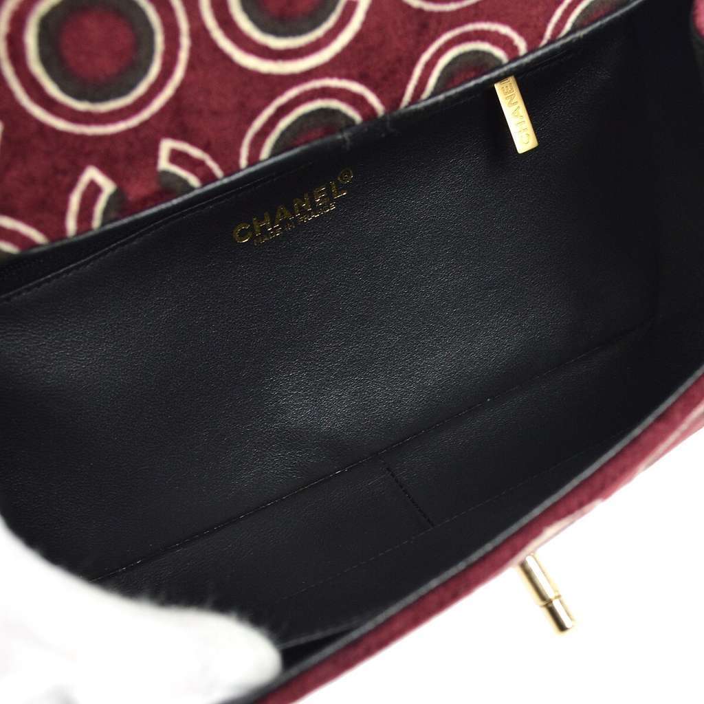 Chanel CC Top Handle Bag Burgundy Velvet Very good condition - Inside View