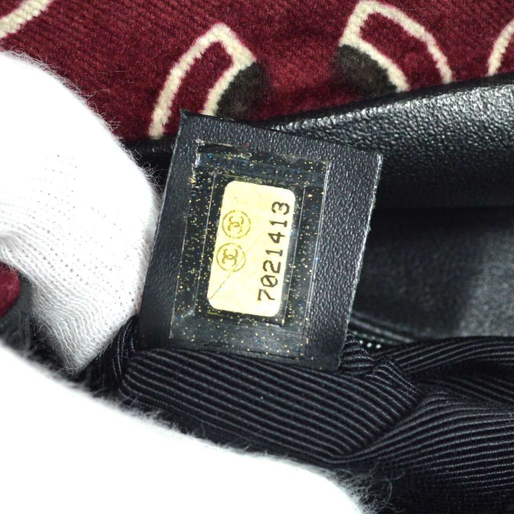 Chanel CC Top Handle Bag Burgundy Velvet Very good condition - Box View