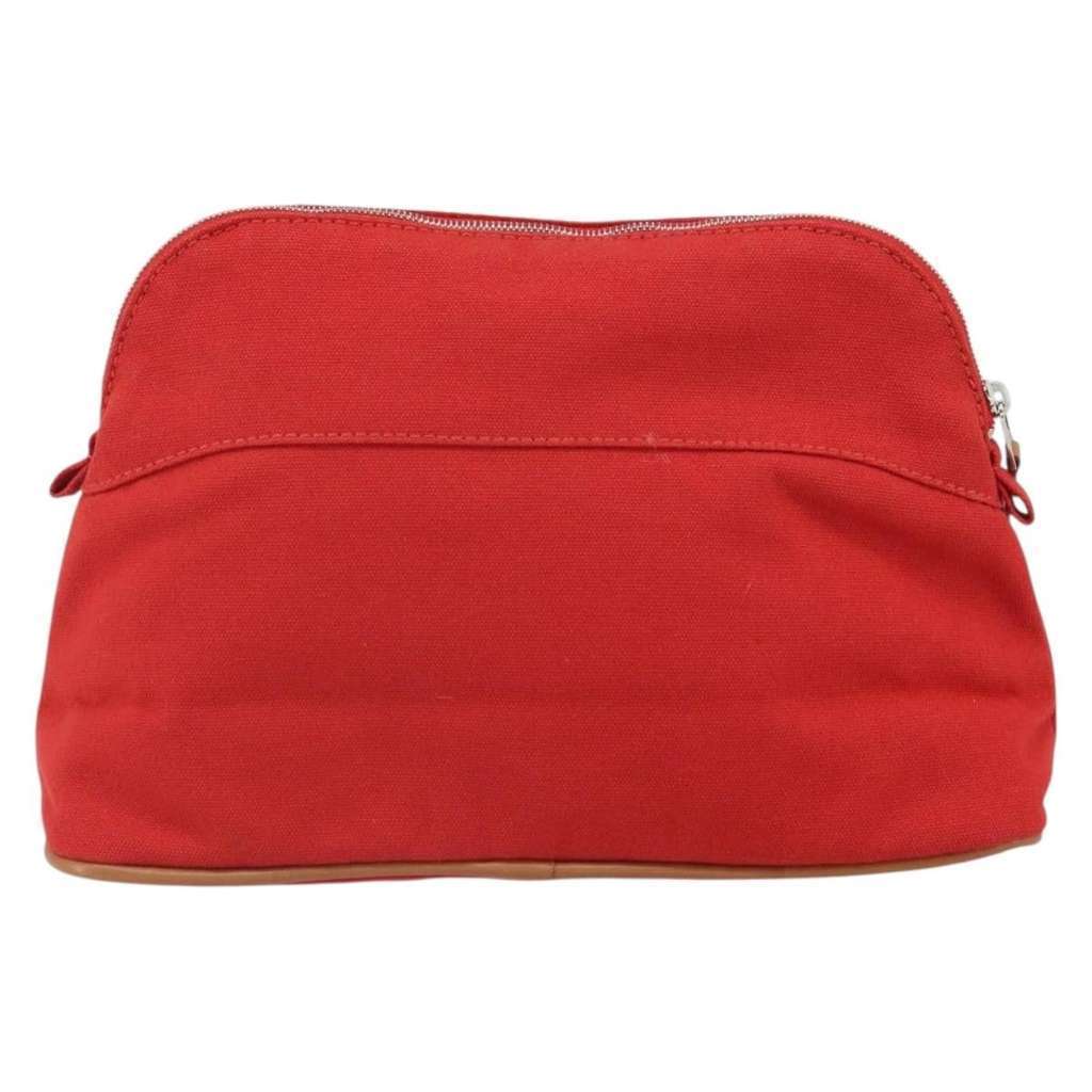 Hermès Bolide Travel Pouch Red Canvas Good condition - Back View