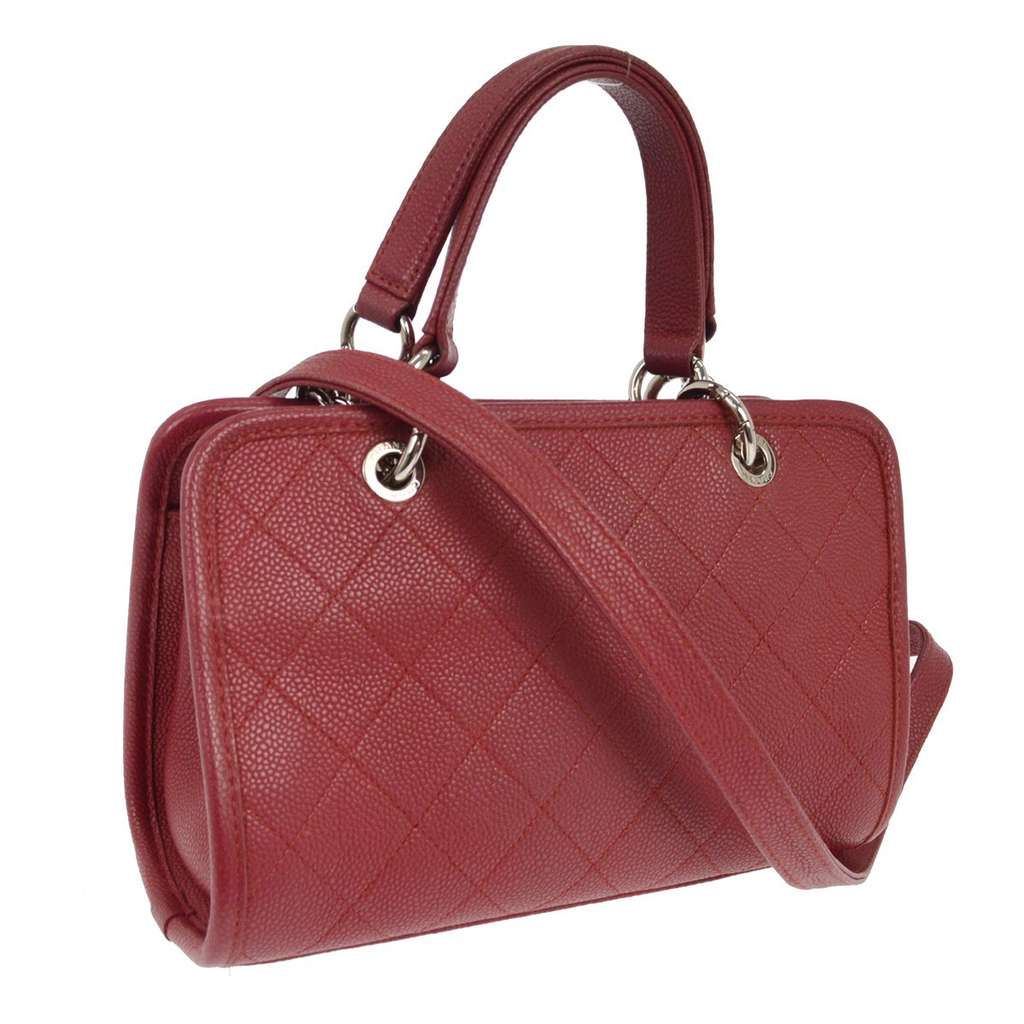 Chanel Vintage Chain Shoulder Bag Red Leather Good condition - Back View