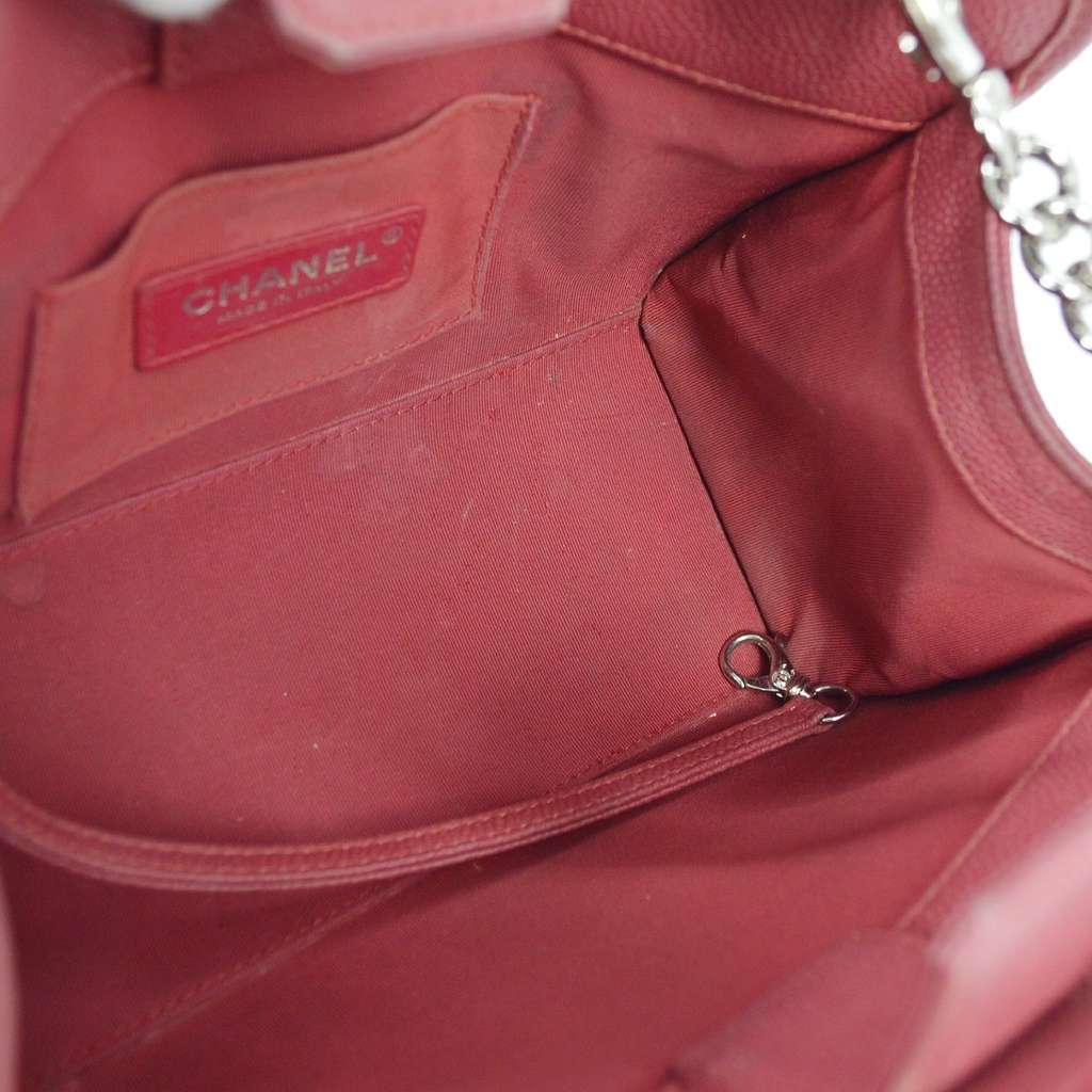 Chanel Vintage Chain Shoulder Bag Red Leather Good condition - Inside View