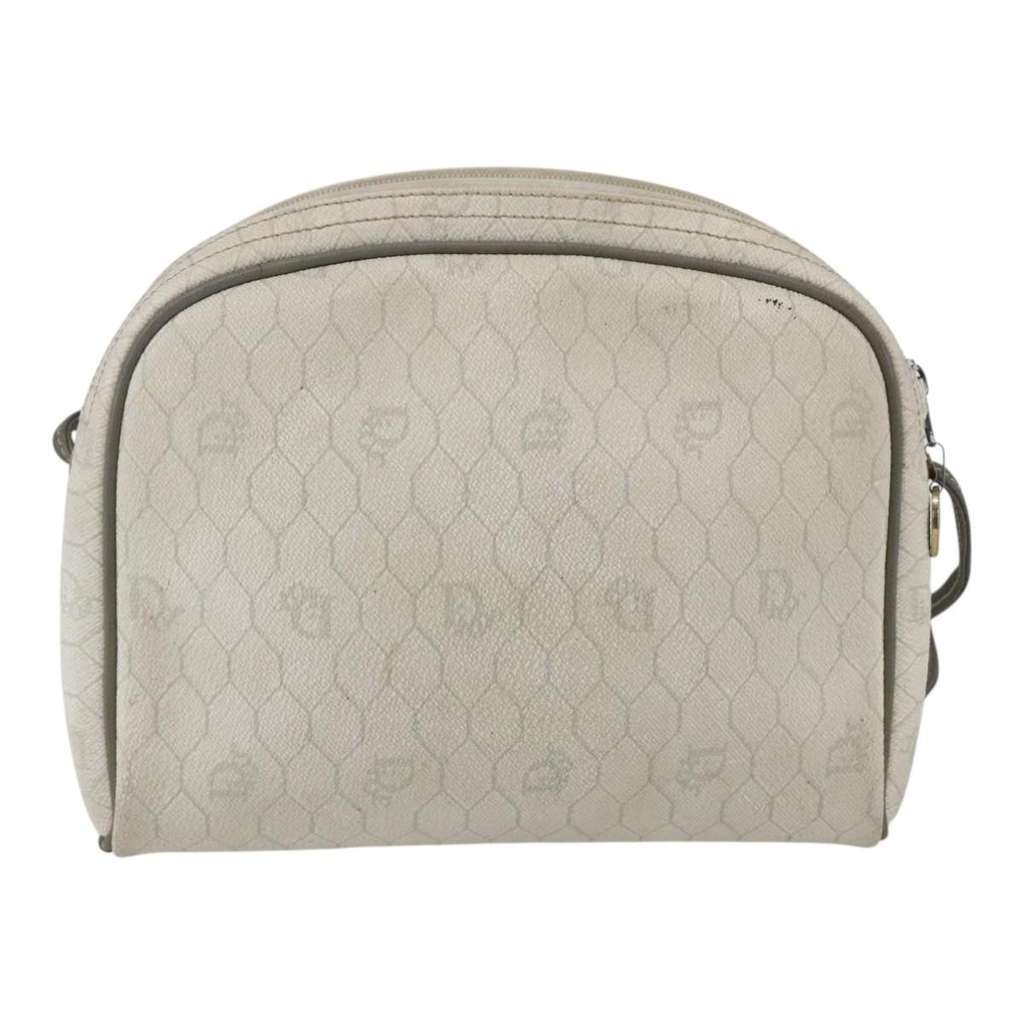 Christian Dior Vintage Honeycomb Shoulder Bag White Canvas Fair condition - Back View