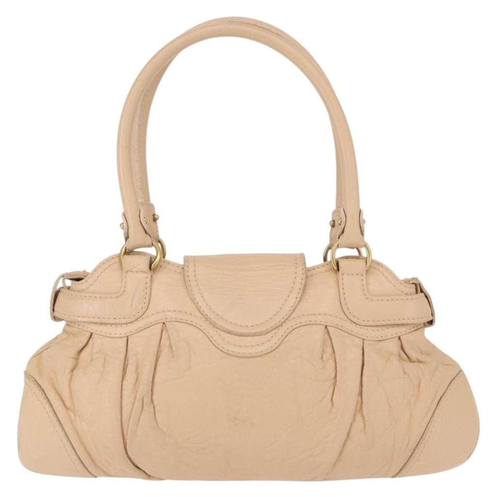 Salvatore Ferragamo Gancini handbag Beige Leather Good condition - Back View