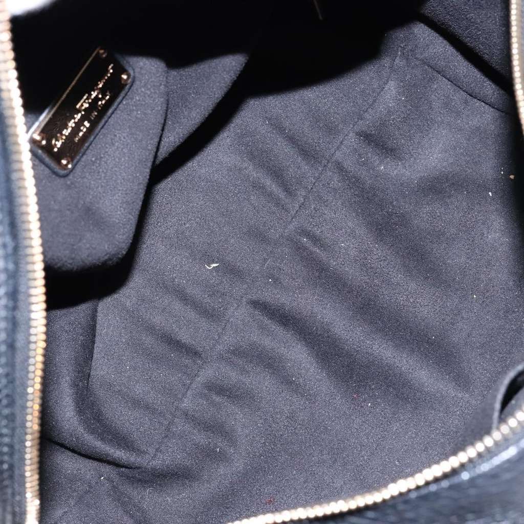 Salvatore Ferragamo Gancini handbag Black Leather Good condition - Box View