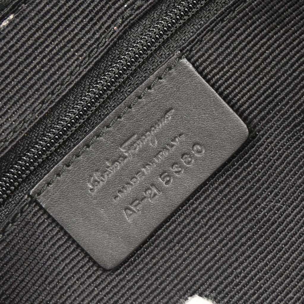 Salvatore Ferragamo Gancini Shoulder Bag Black Canvas Good condition - Model View