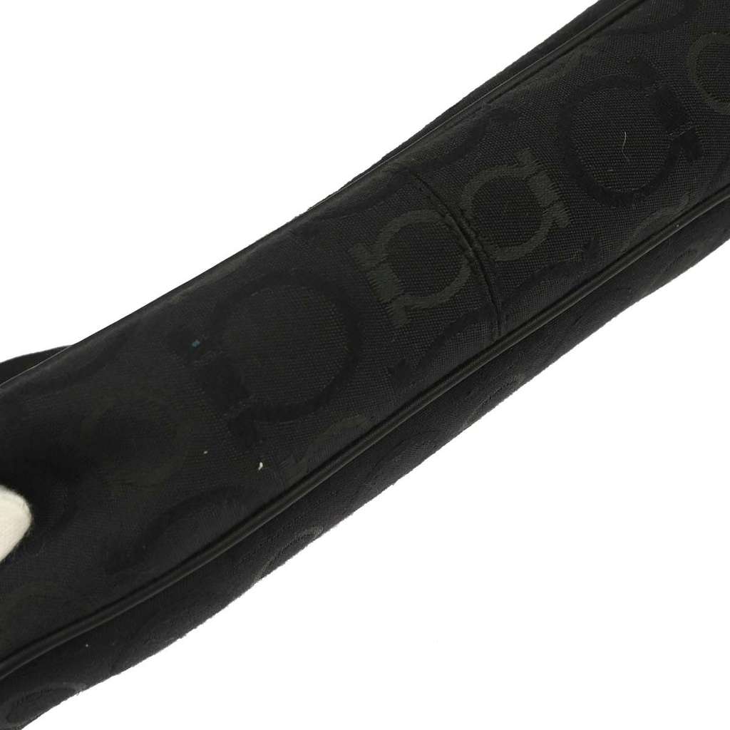 Salvatore Ferragamo Gancini Shoulder Bag Black Canvas Good condition - Box View