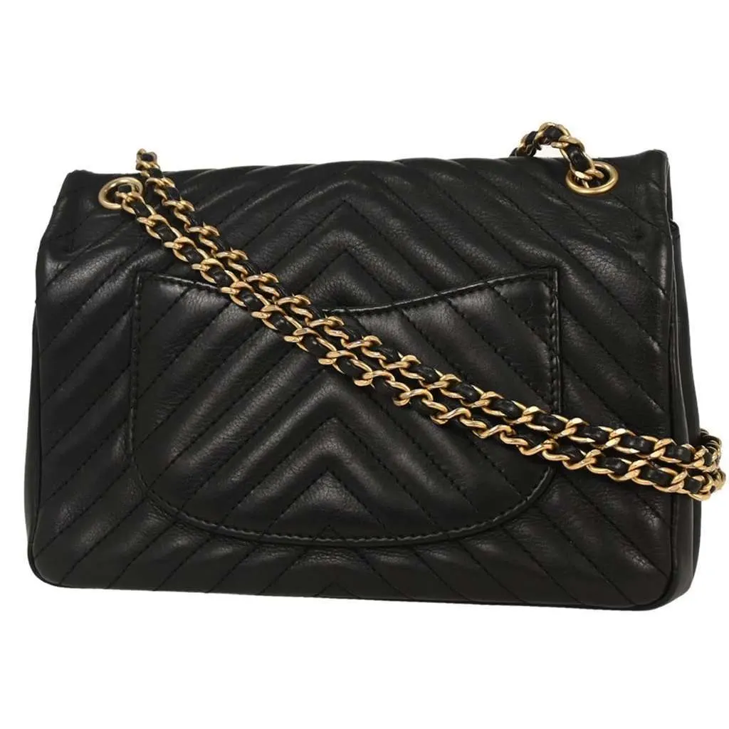 Chanel Rock the Corner Flap Bag Black Leather Good - Back View